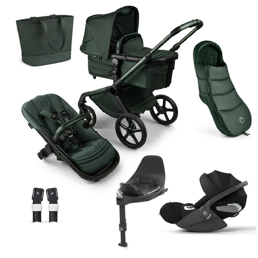 Bugaboo Fox 5 Complete Noir Limited Edition Cybex Cloud T Car Seat & Accessory Bundle - Midnight Green