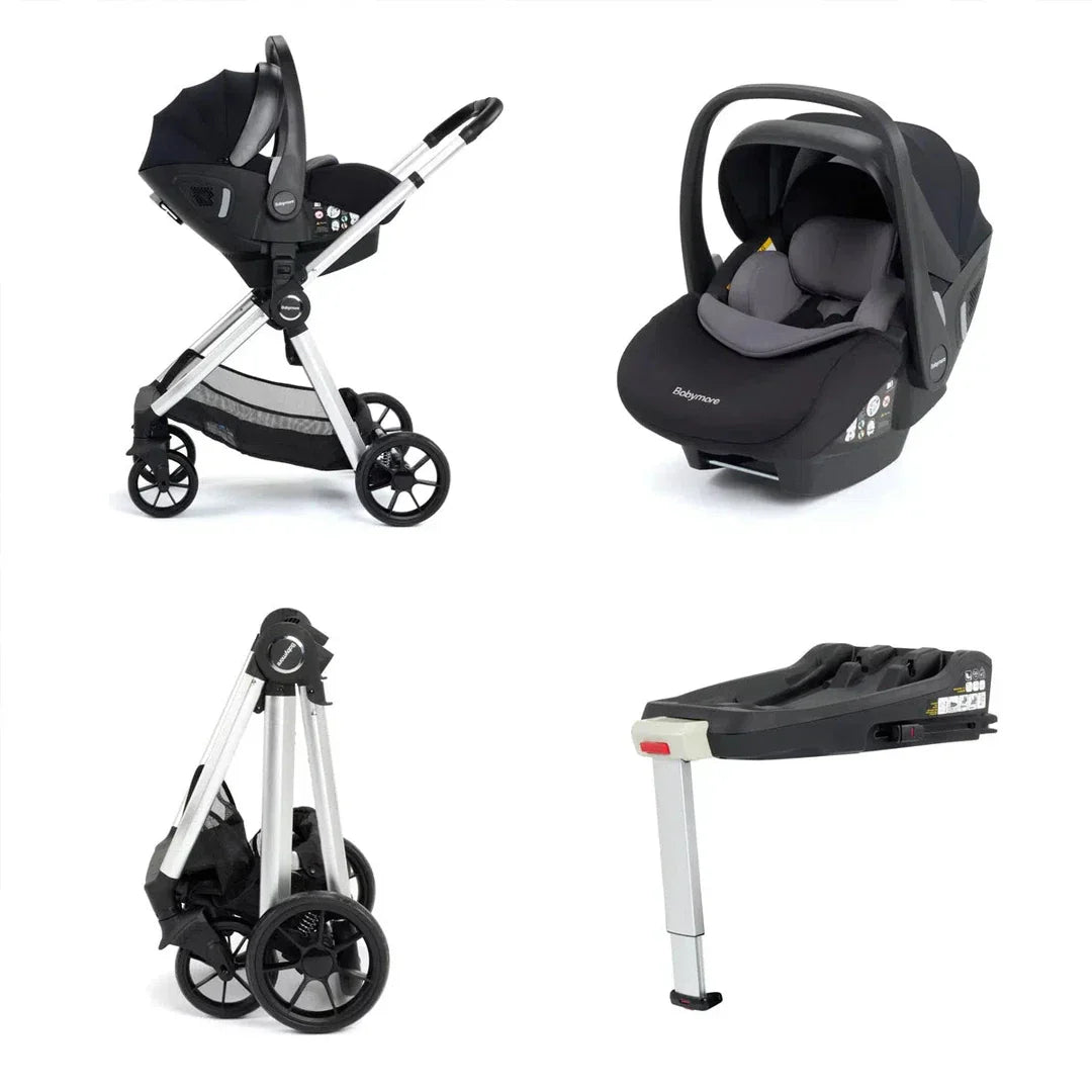 Babymore Mimi Travel System Pecan i-Size Car Seat with Isofix Base - Silver