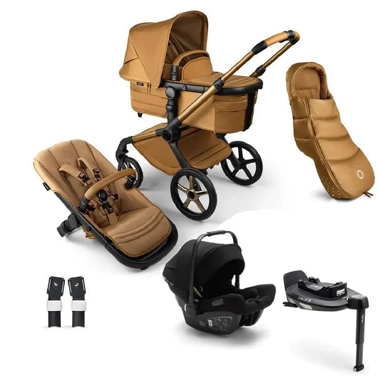 Bugaboo Fox 5 Complete Noir Limited Edition Turtle Air Car Seat & Accessory Bundle - Amber Glow