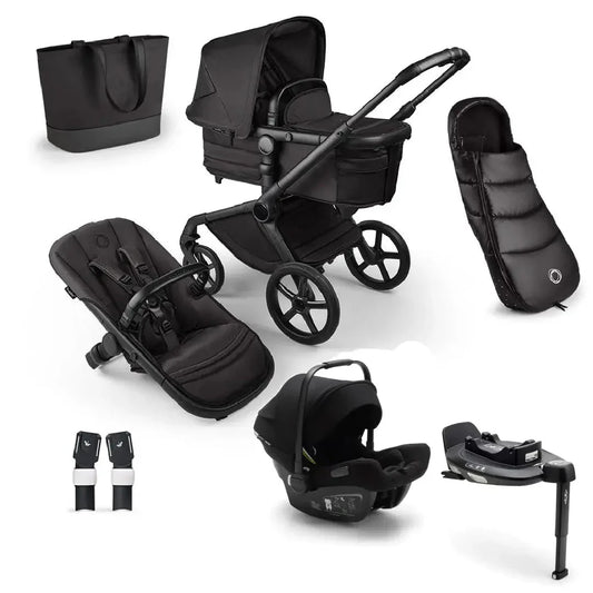 Bugaboo Fox 5 Complete Noir Limited Edition Turtle Air Car Seat & Accessory Bundle - Black Moonlight