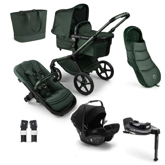 Bugaboo Fox 5 Complete Noir Limited Edition Turtle Air Car Seat & Accessory Bundle - Midnight Green
